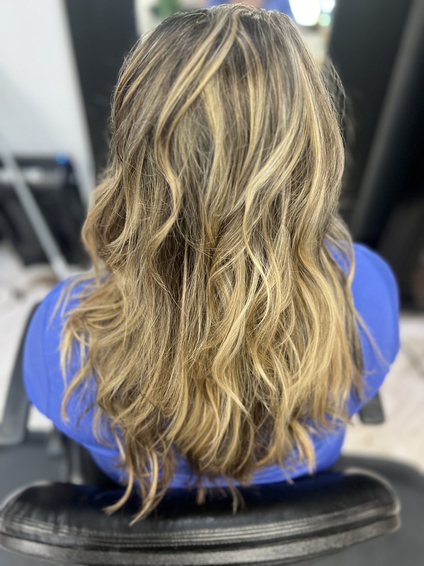 Blonde highlights from the back
